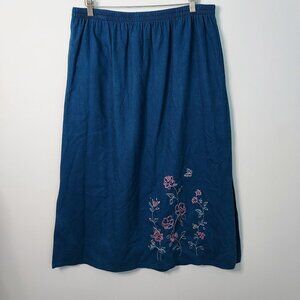 Vintage Nappa Valley XL Floral Embroidered Midi Cottagecore Skirt